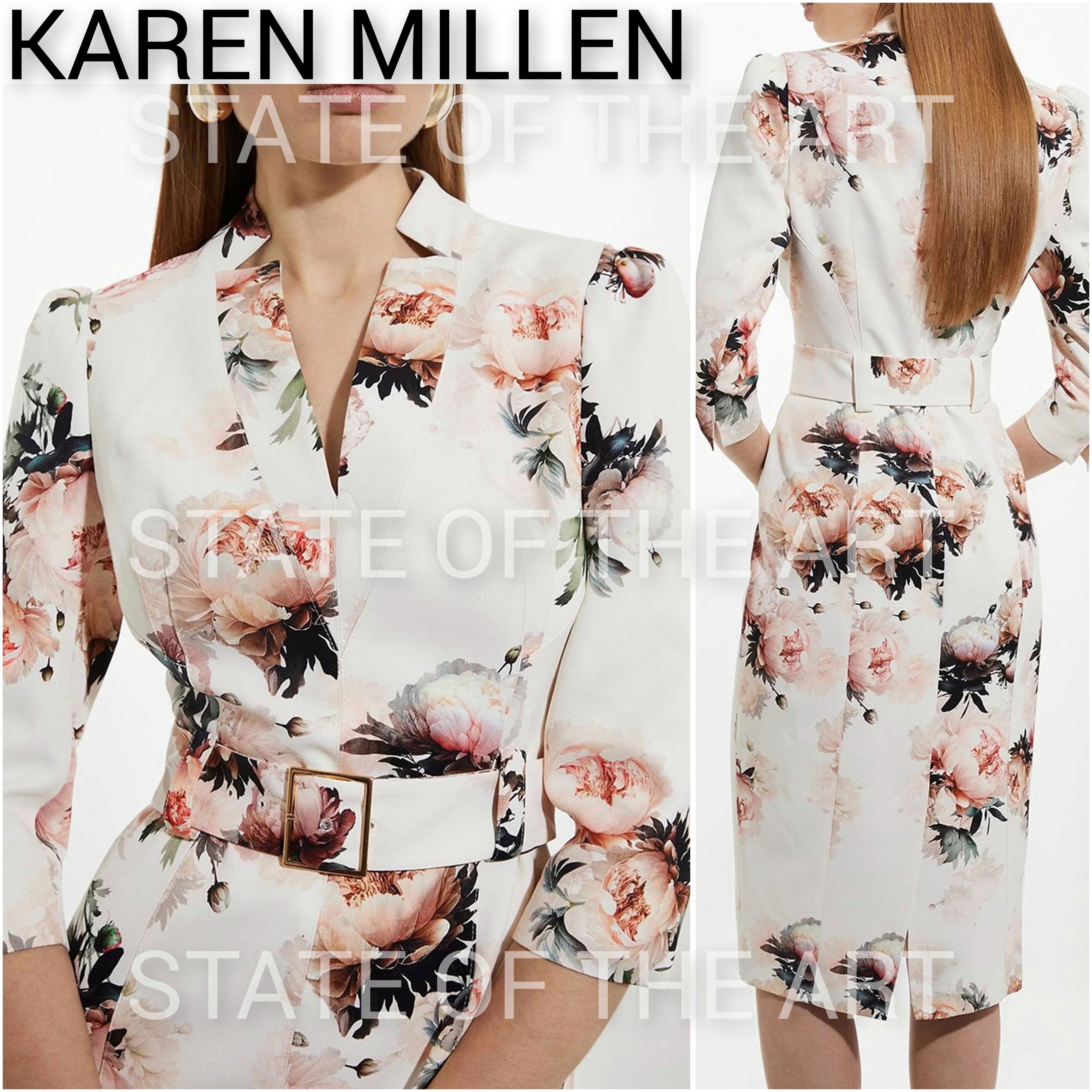 ◆KAREN MILLEN◆ タフタ テーラード マキシドレス ◇KAREN MILLEN◇ タフタ テーラード マキシドレス
