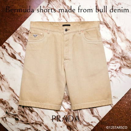 PRADA More Shorts Worn bull-denim Bermudas