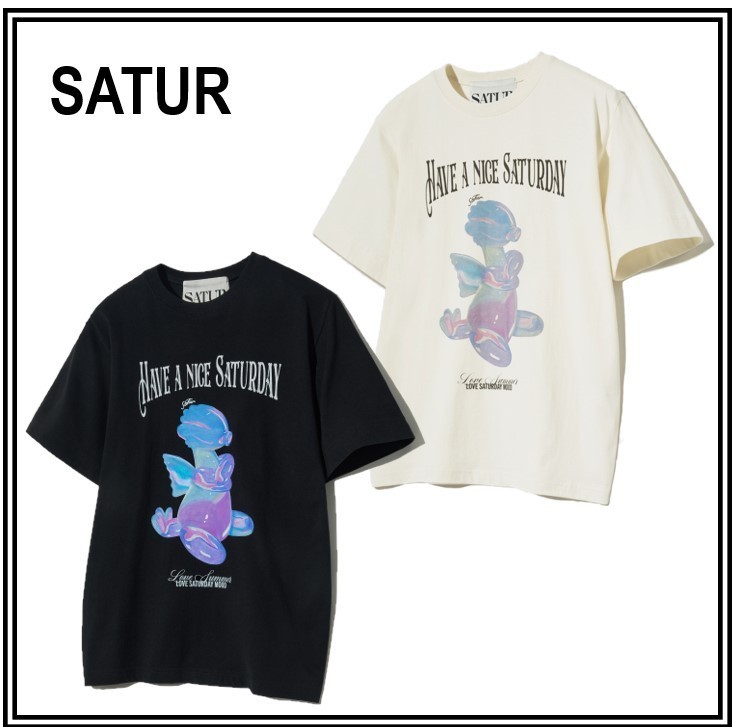 【 SATUR 】Blue Dragon Balloon Graphic T-Shirt