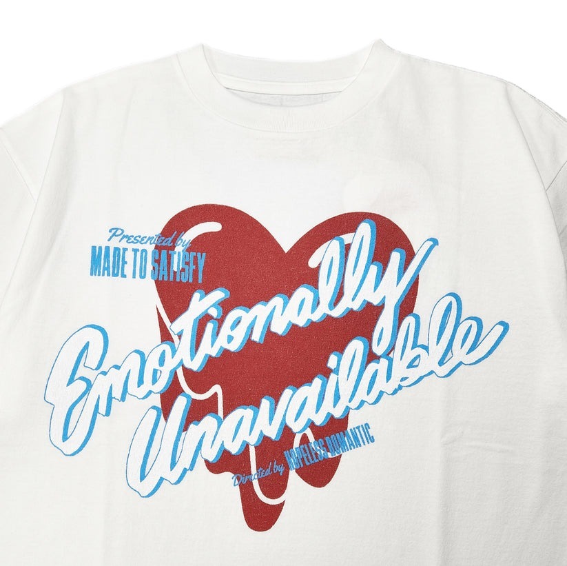 【すぐ届く・国内発】EMOTIONALLY UNAVAILABLE/TYEDYE HEART TEE EMOTIONALLY UNAVAILABLE]HEART SEX LOGO SS TEE/WHITE(EU-YS1