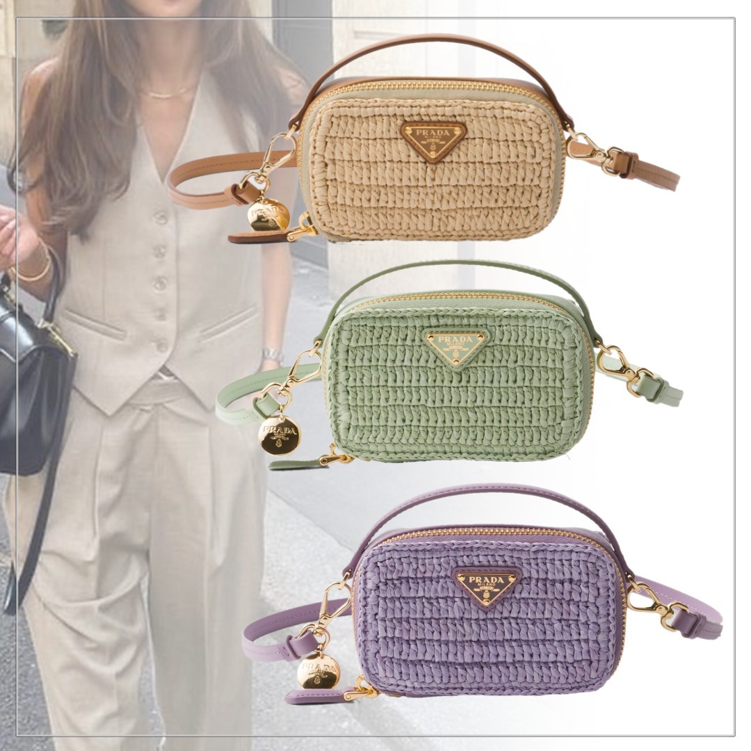 【大注目】PRADA◆クロッシェ レザー ミニポーチ ストラップ付き
