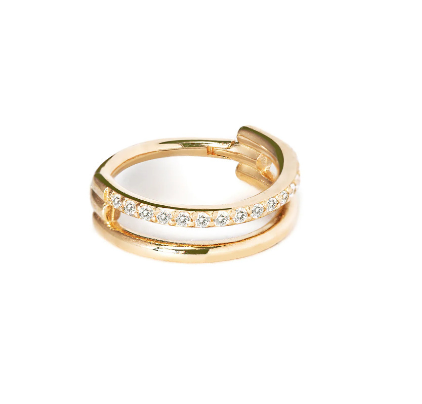 【AMY O】Double Hoop Pave Cartilage ピアス 2色 AMY O】Double Hoop Pave Cartilage ピアス 2色