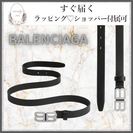 BALENCIAGA Belts Women's Bb Hourglass Thin Belt in Black