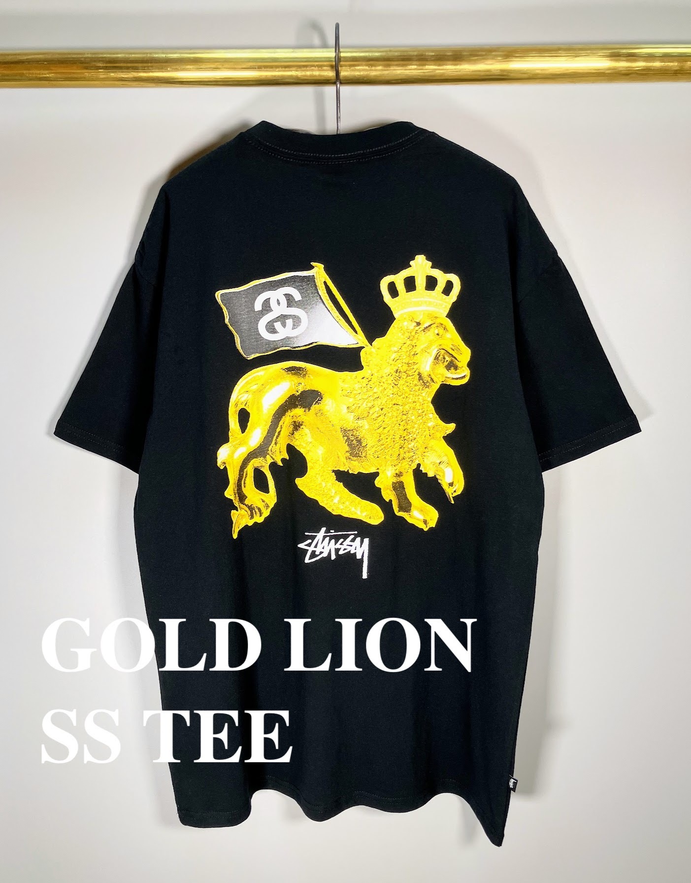 ★海外限定/国内即発*stussy*GOLD LION Tシャツ/BLACK★
