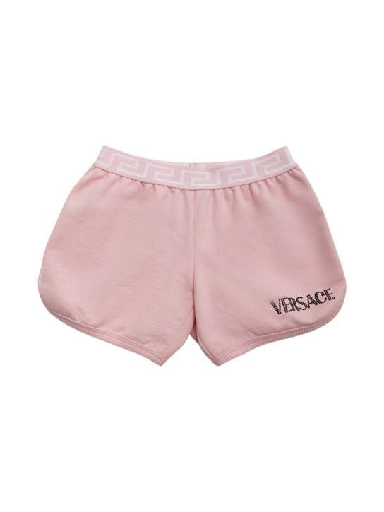 【Versace】ロゴ刺繍入り コットンジャージーショートパンツ