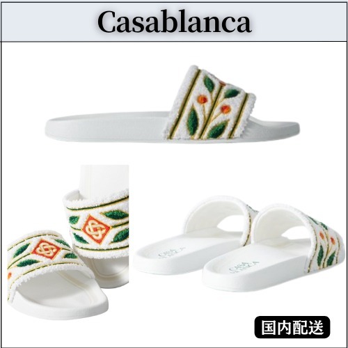 Casablanca◆ロゴ刺繍入りテリー＆ラバー製 スライドサンダル
