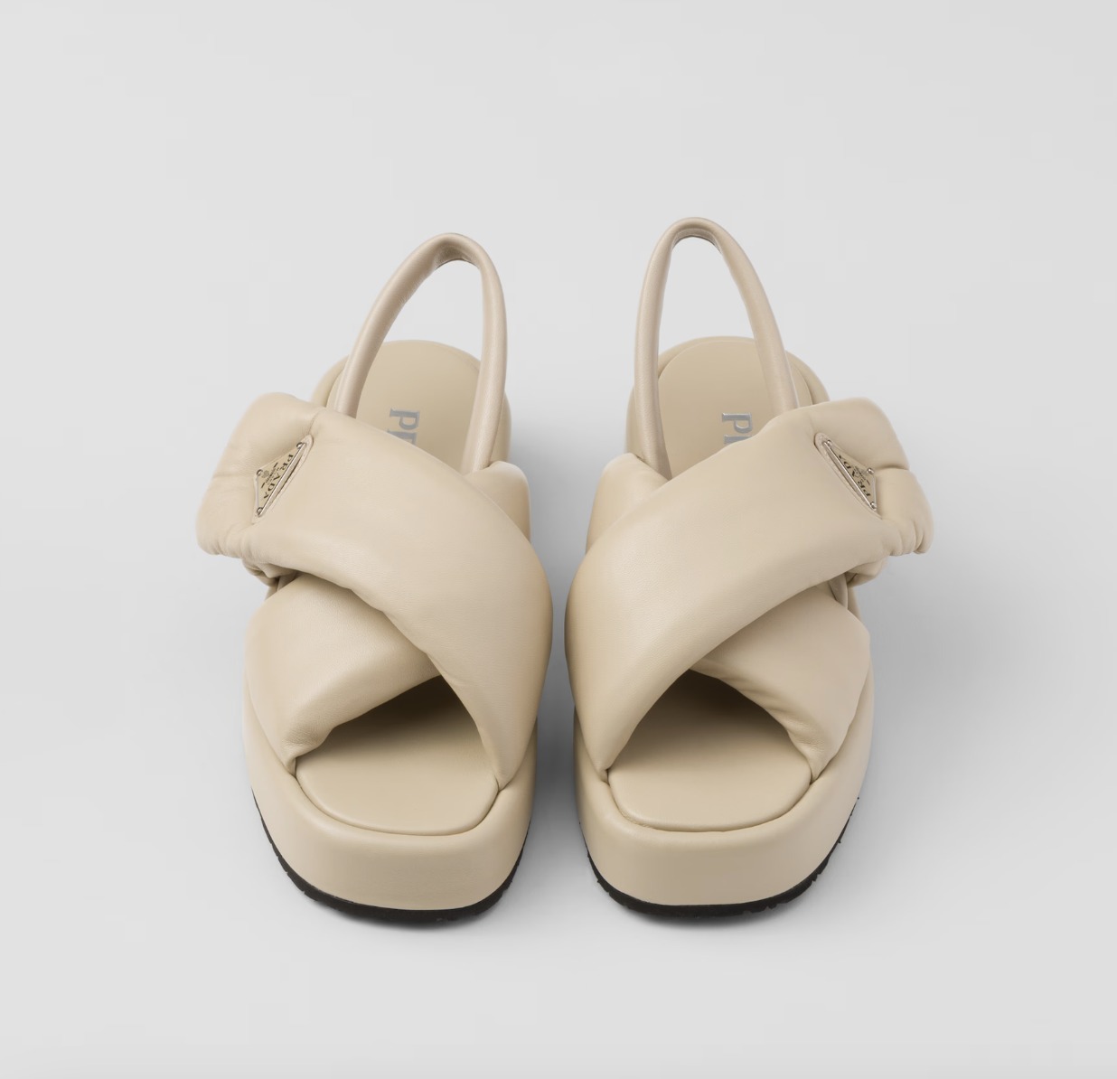 【国内発送★PRADA】パデッドナッパレザー ウェッジサンダル PRADA プラダ ソフト パデッドナッパレザー ウェッジサンダル