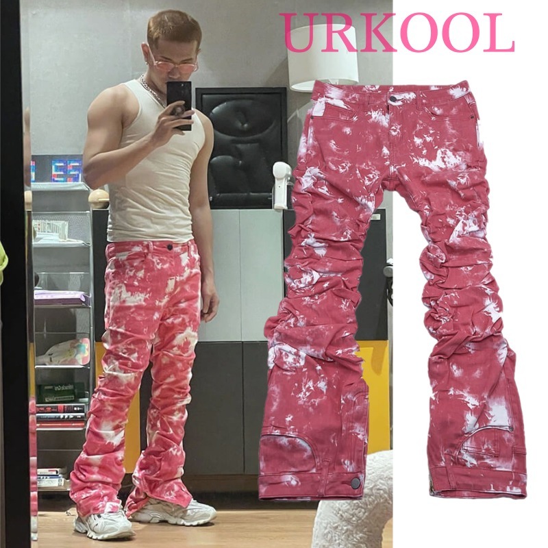 ☆関税/送料込み☆【URKOOL】UKドリル タイダイスタックジーンズ