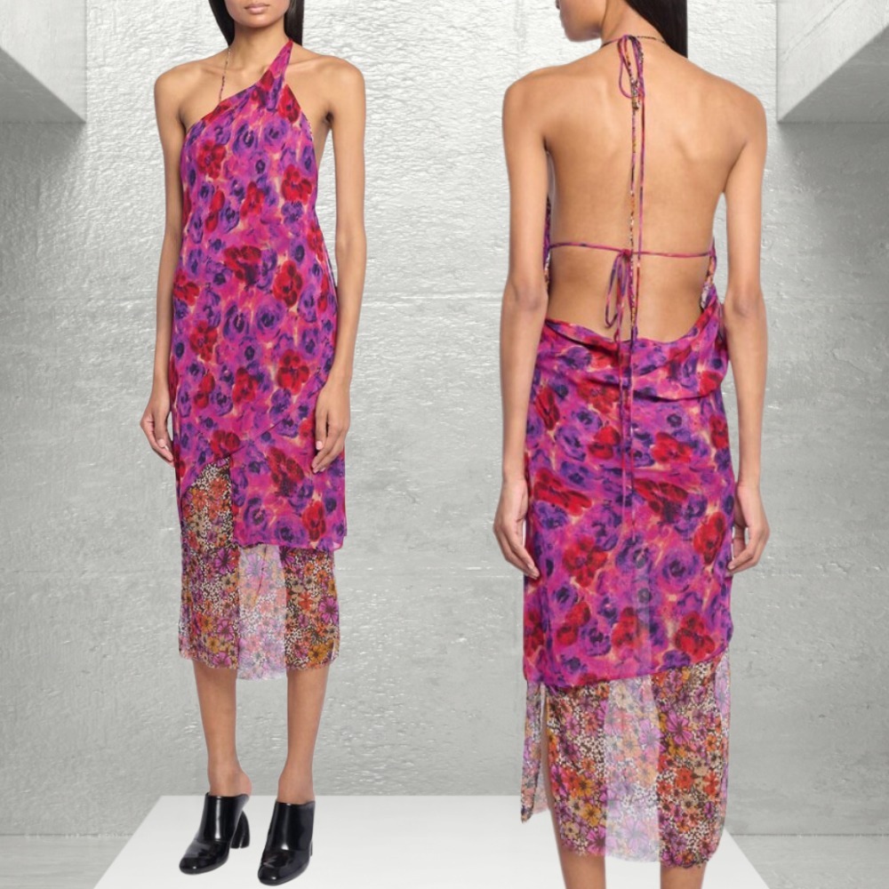 軽やかな透け感 Dries Van Noten 花柄 ミディドレス ワンピース