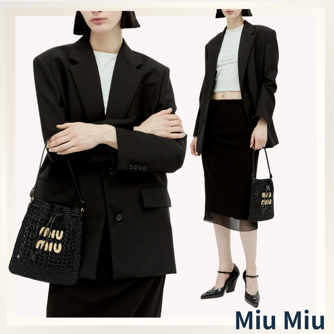 ☆Miu Miu☆ウーブンファブリックショルダーバッグ