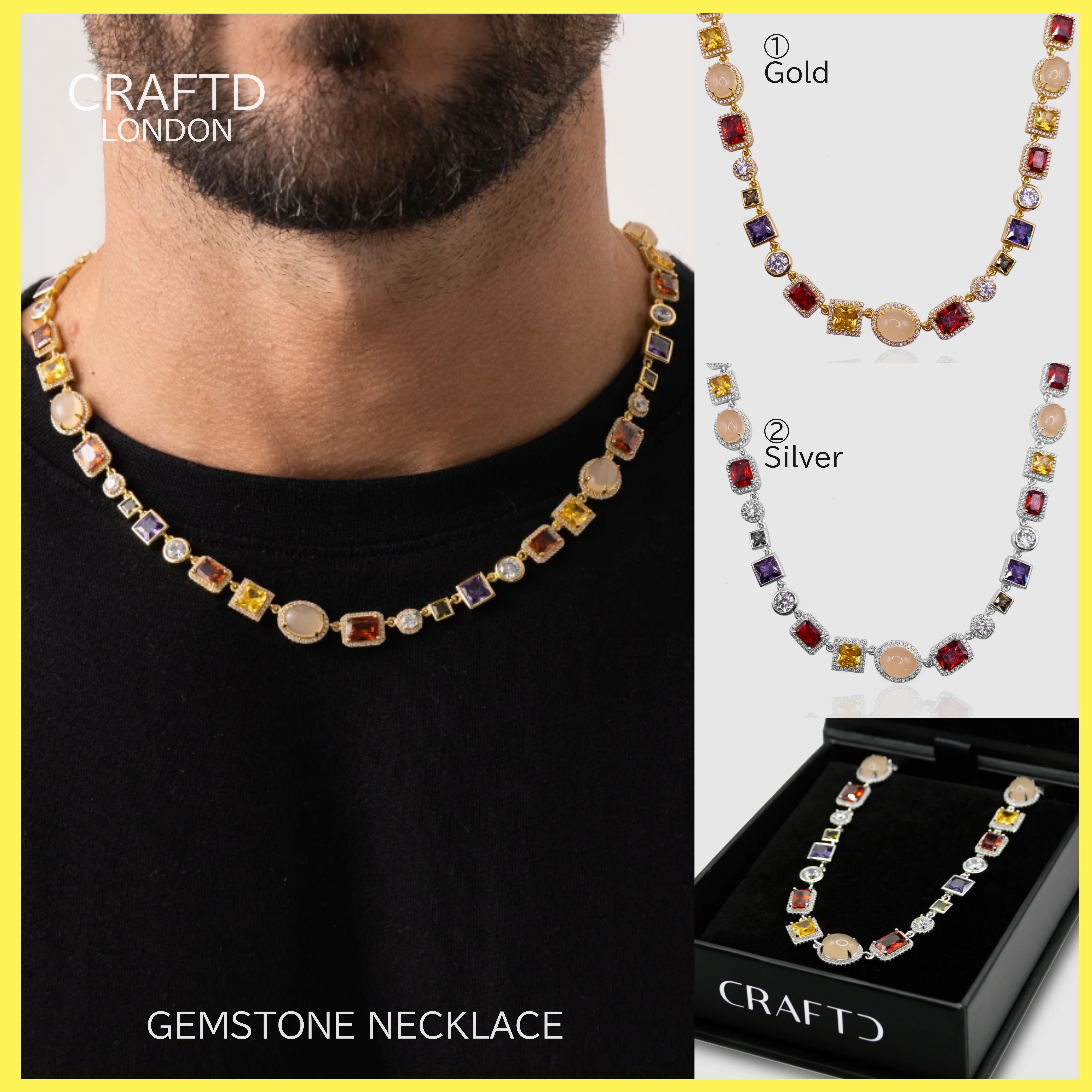 送料関税込【CRAFTD London】GEMSTONE NECKLACE☆(2色) 国内発送