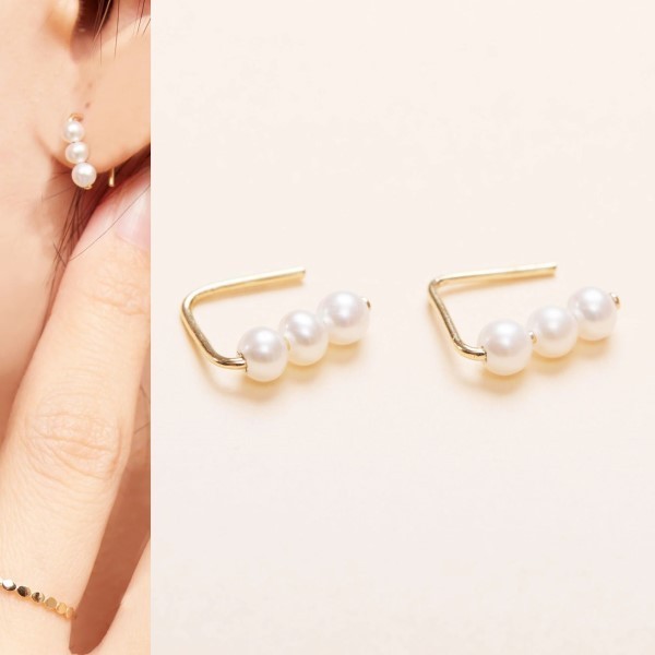 【Shapes Studio】10K Pearl Studピアス