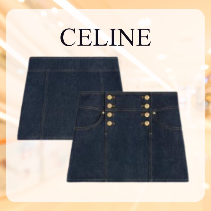 CELINE トラペーズ ミニスカート リンスウォッシュ デニム トラペーズ ミニスカート / リンスウォッシュ デニム レディース