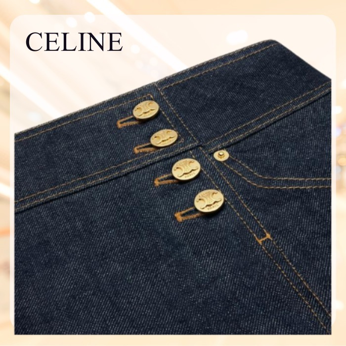 CELINE トラペーズ ミニスカート リンスウォッシュ デニム トラペーズ ミニスカート / リンスウォッシュ デニム レディース