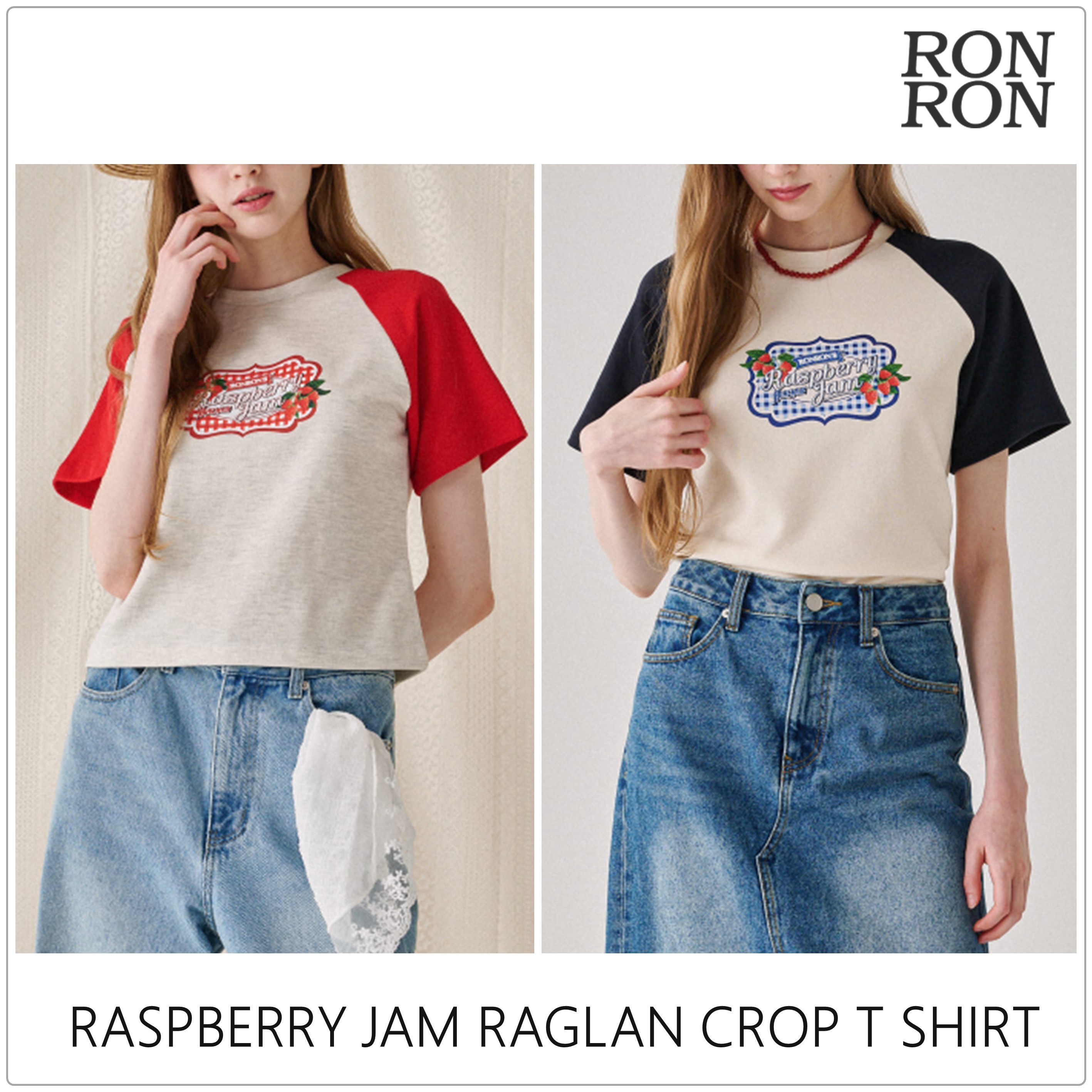 [RONRON] RASPBERRY JAM RAGLAN CROP Tシャツ★新作・24SS★