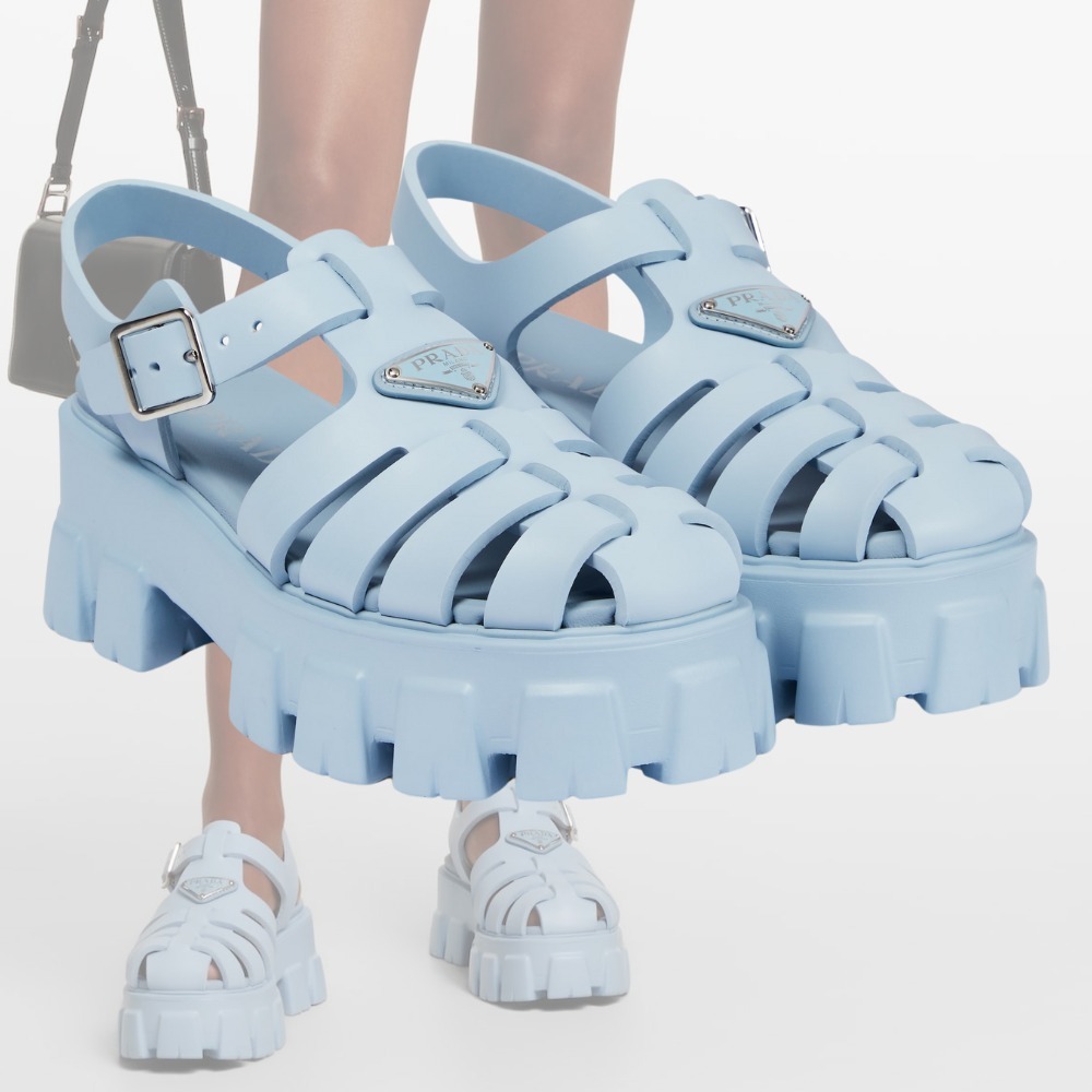 【PRADA】 ロゴ モノリス プラットフォーム サンダル 送料込
