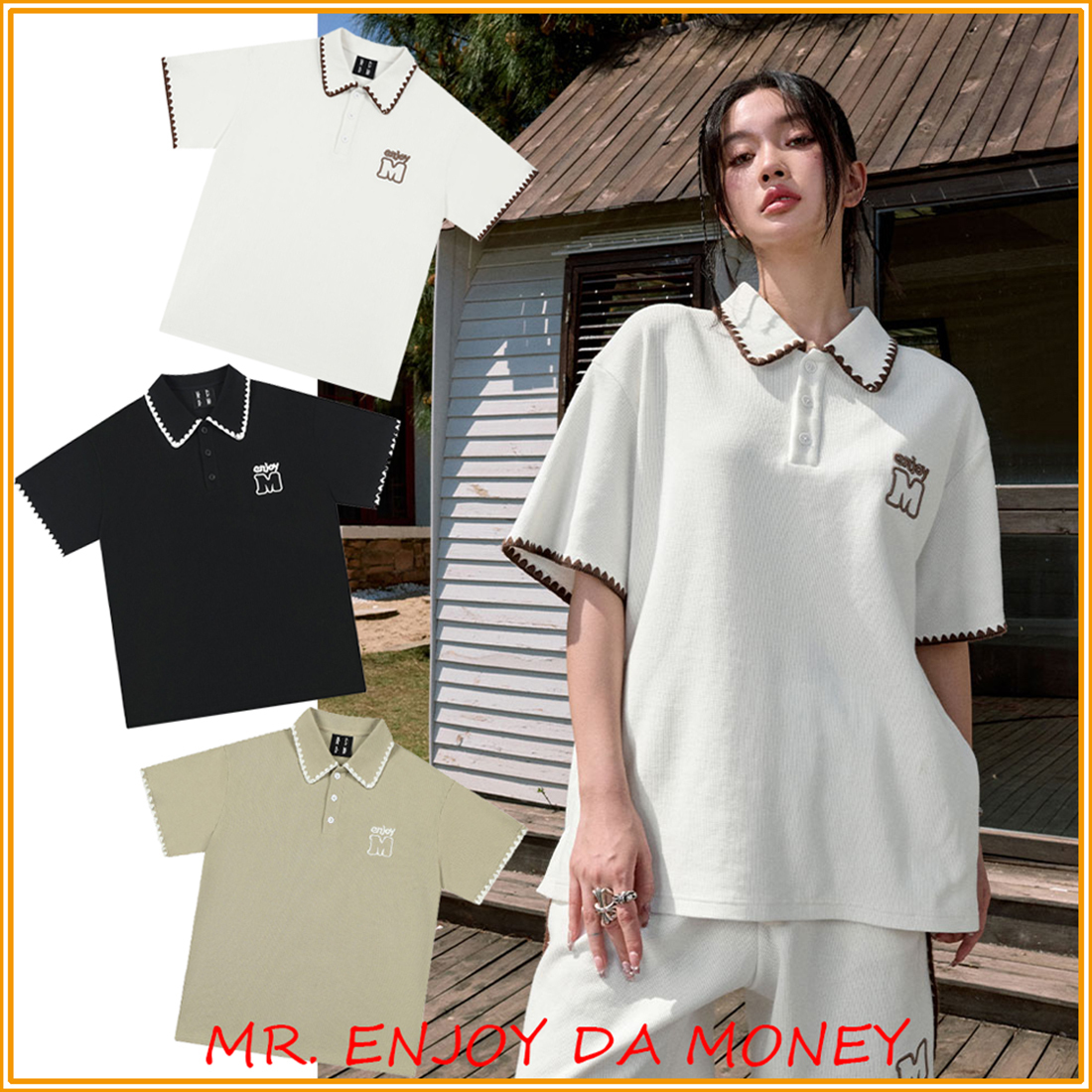 MR. ENJOY DA MONEY 半袖 ポロシャツ ワッフル素材 ストリート