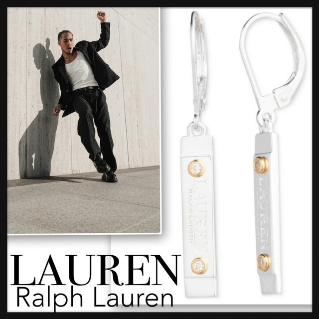 ★Ralph Lauren★シルバー＆18K,ジルコニア製ロゴピアス
