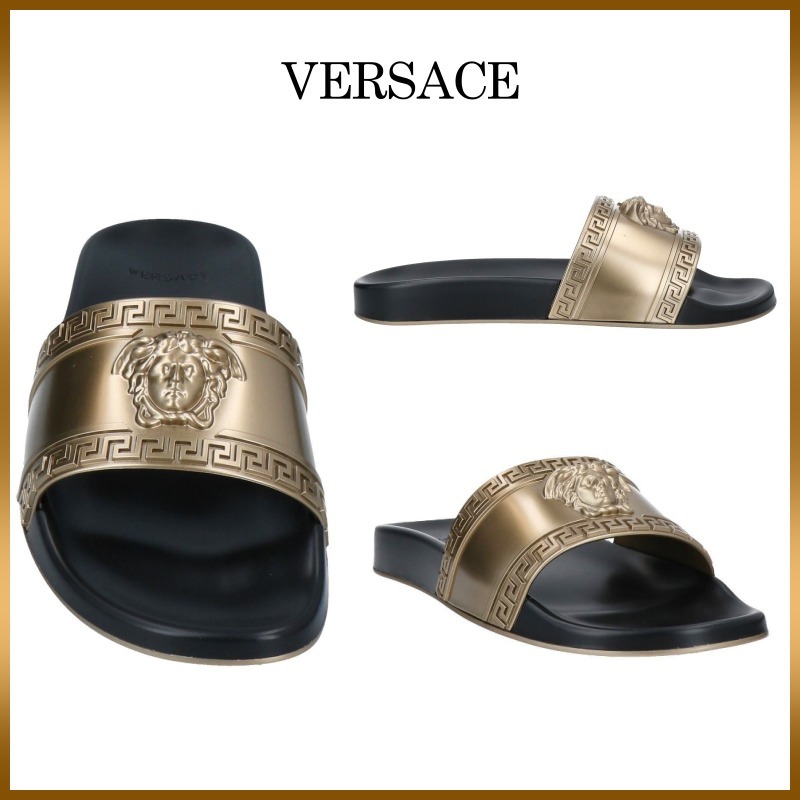【VERSACE】ロゴ メデューサ ラバーソール サンダル フラット