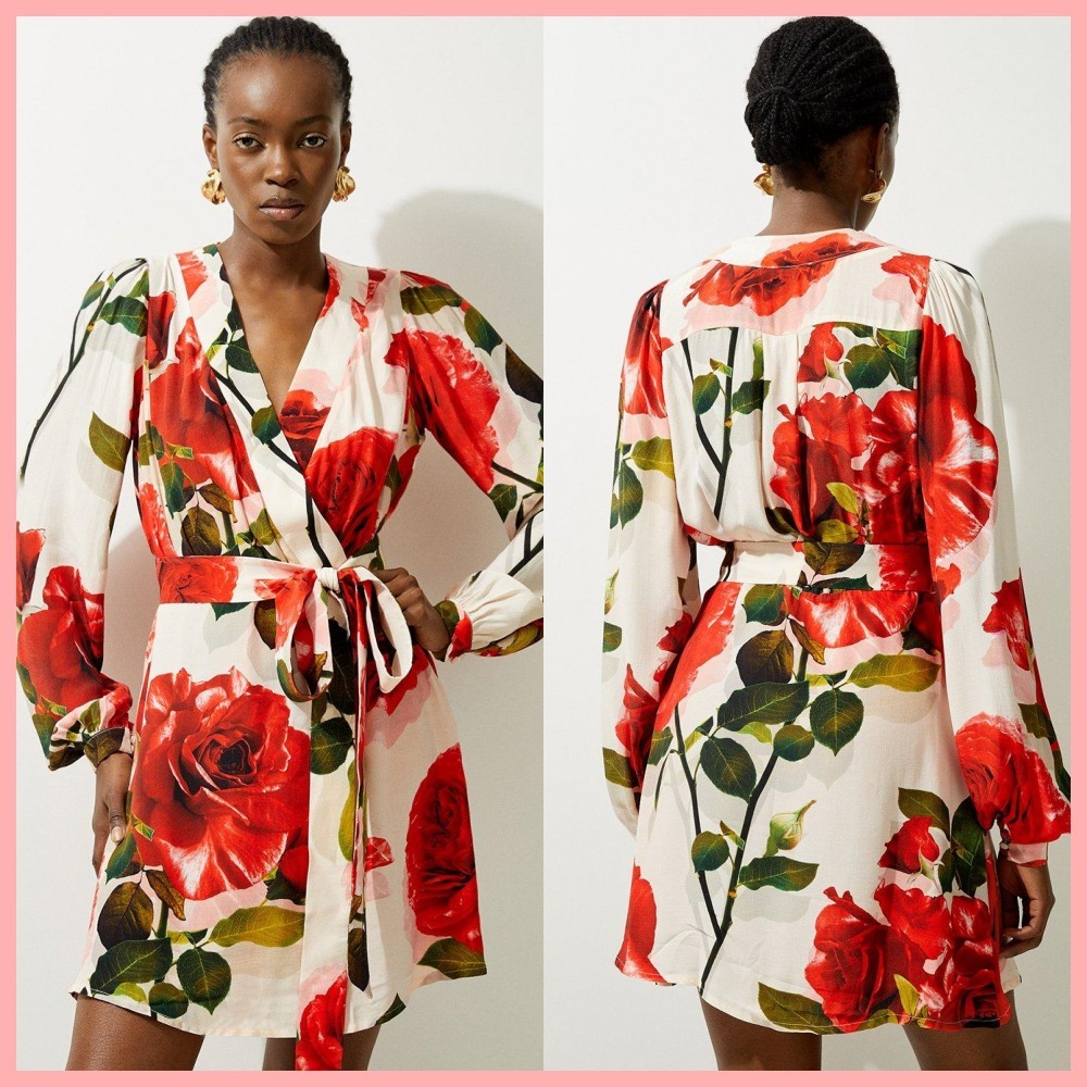 日本未入荷★Karen Millen 花柄ラップワンピース