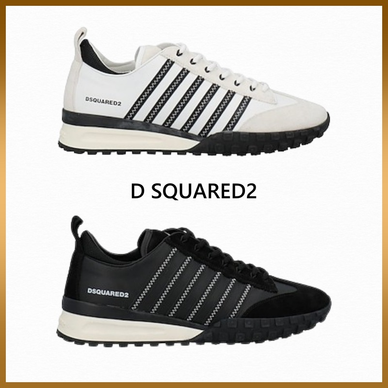 【D SQUARED2】ロゴ レザー スエード ロートップスニーカー