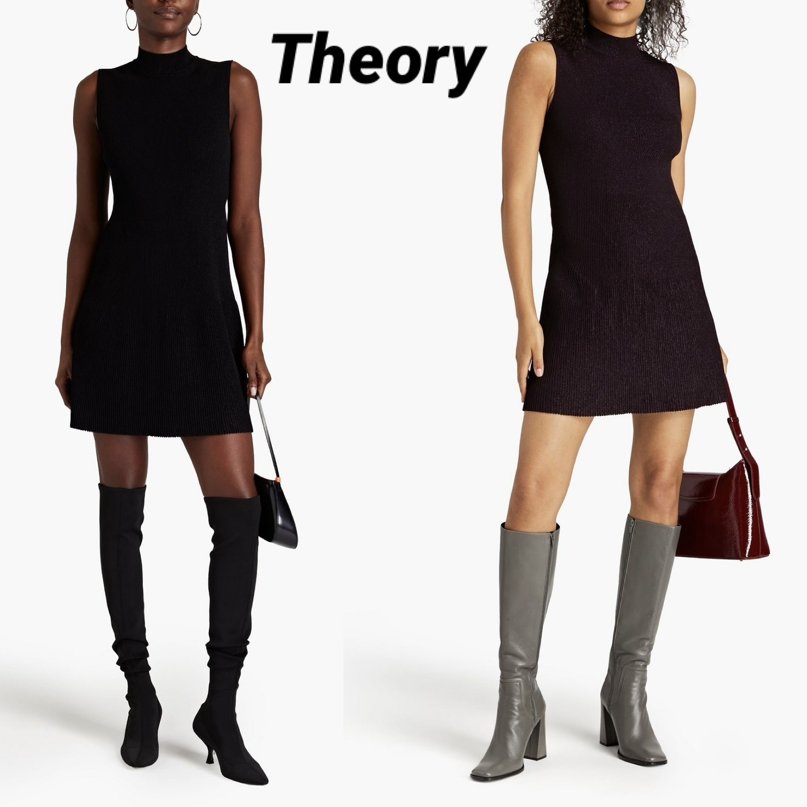 ◆Theory◆リブ編みニット ミニワンピース カットアウト 送料込
