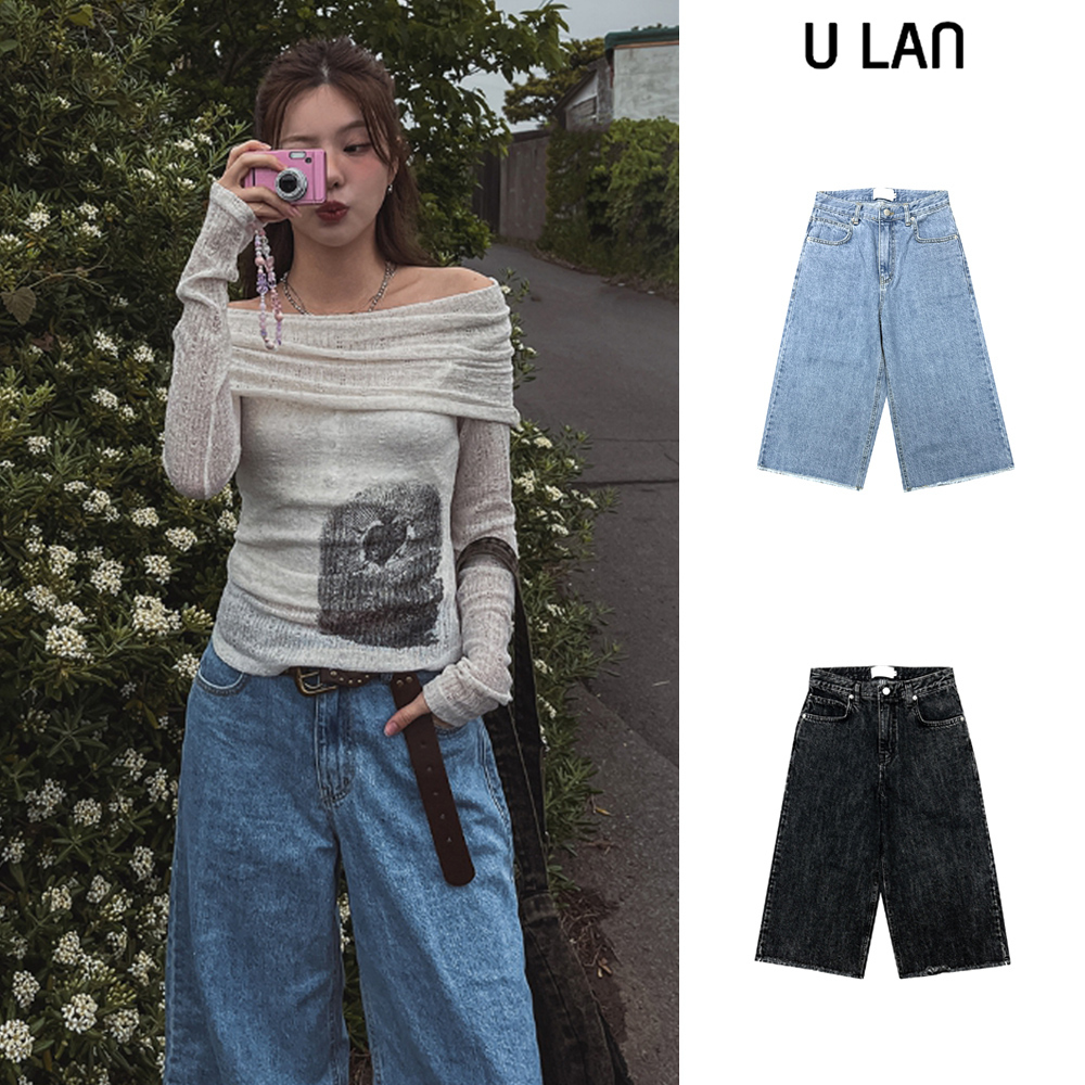 【U LAN】Meghan Capri Bermuda Denim Pants
