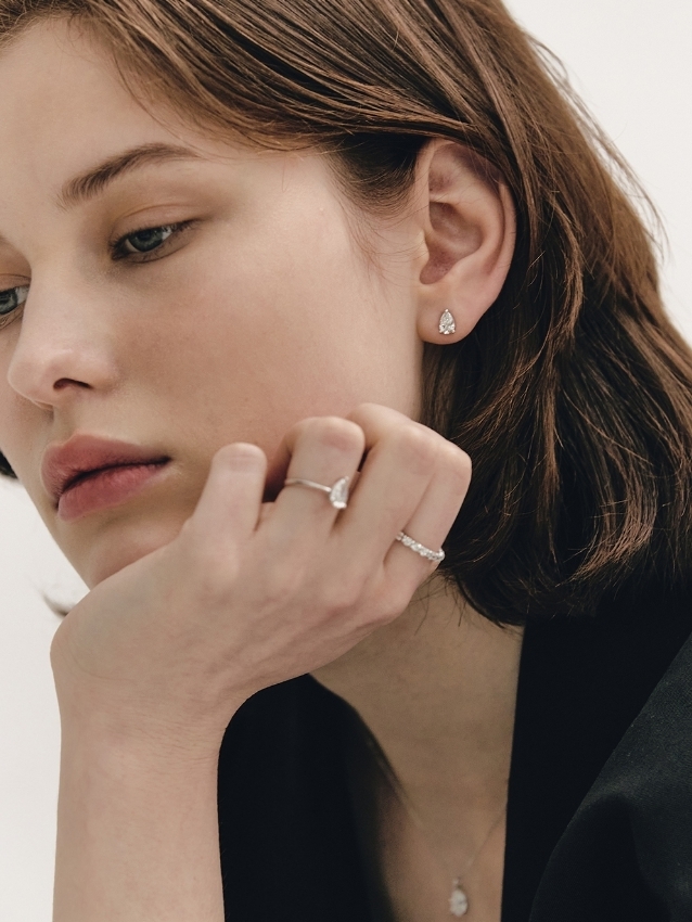 【HYERES LOR】24SS★ Lab Dia 14K 1.0ct Pear Solitaire Ring