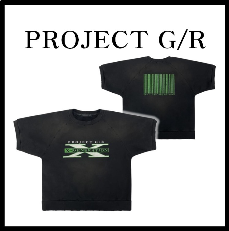 ★関税込★Project G/R★Shoulder Pad Short Sleeve Sweatshirt
