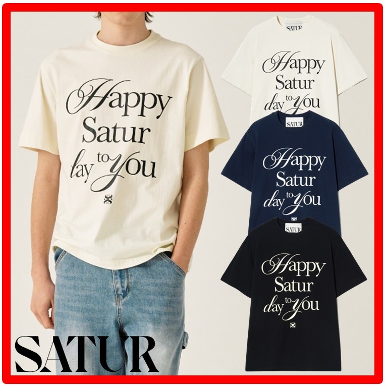 ★人気★【SATUR】★Happy Saturday Typo Graphic T-Shir.t★