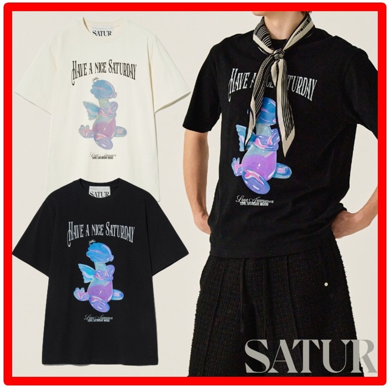 ★人気★【SATUR】★Blue Dragon Balloon Graphic T-Shir.t★