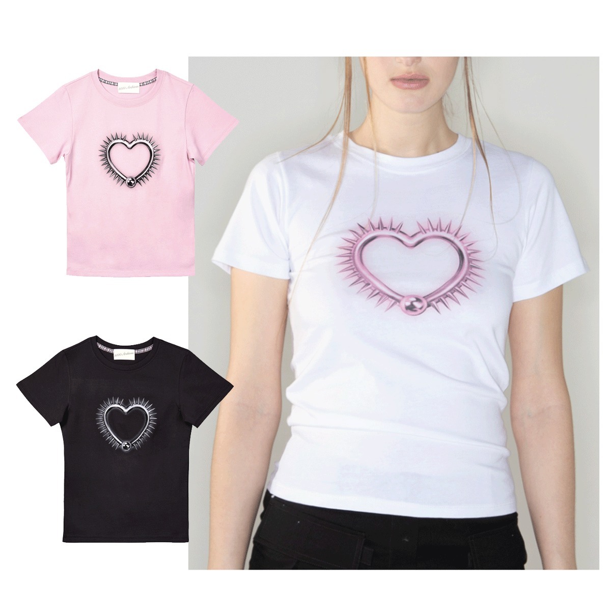 Tシャツ・カットソー 2000ARCHIVES SPIKE HEART T SHIRTS 4BXK344
