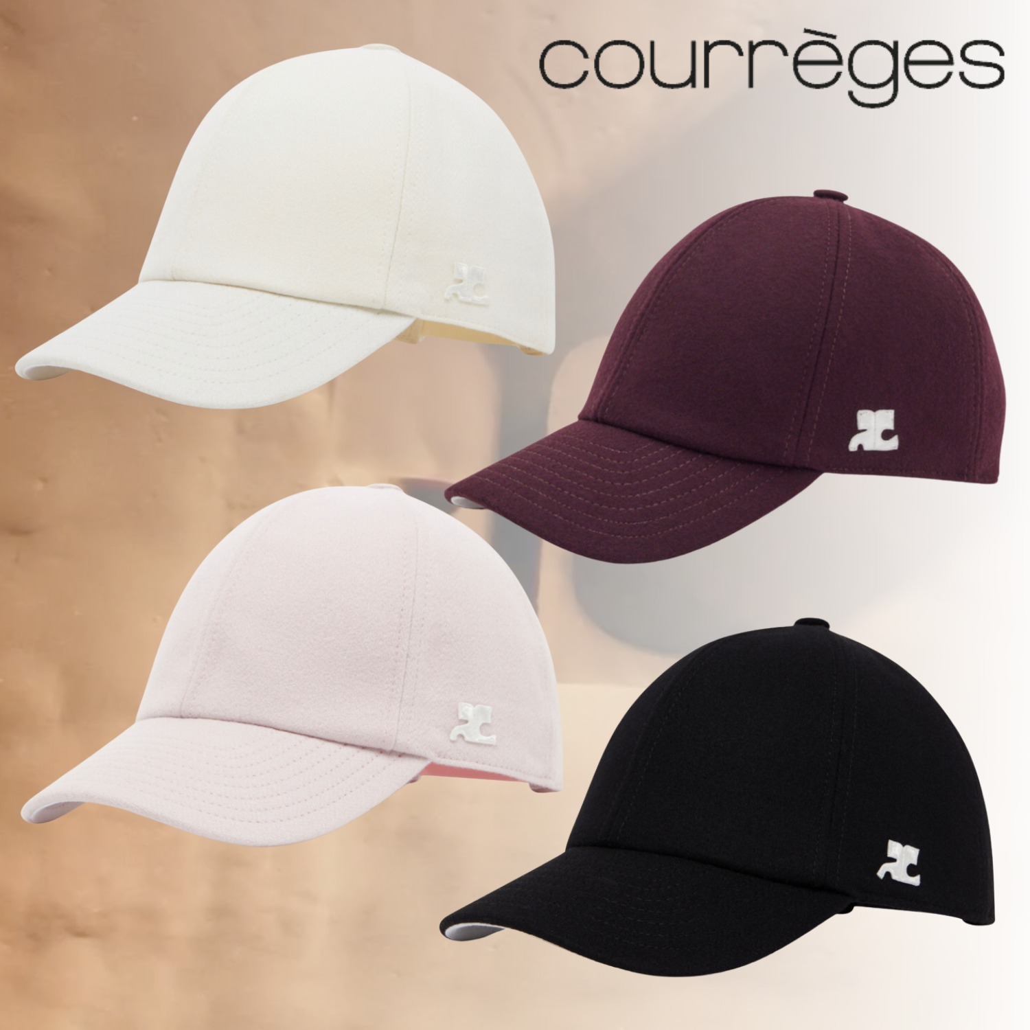 COURREGES クレージュ Logo ロゴ Wool ウール Cap キャップ