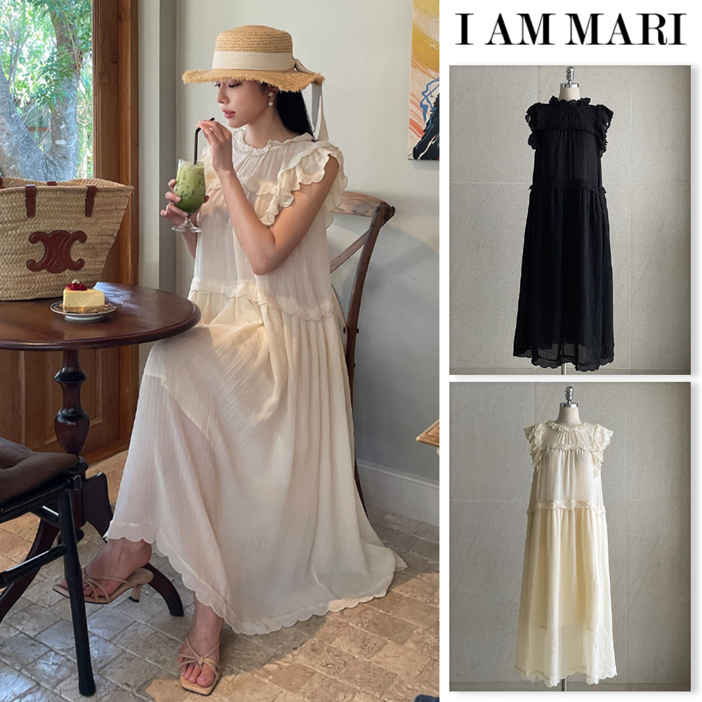 【I AM MARI】Belly Frill Sleeveless Long One Piece