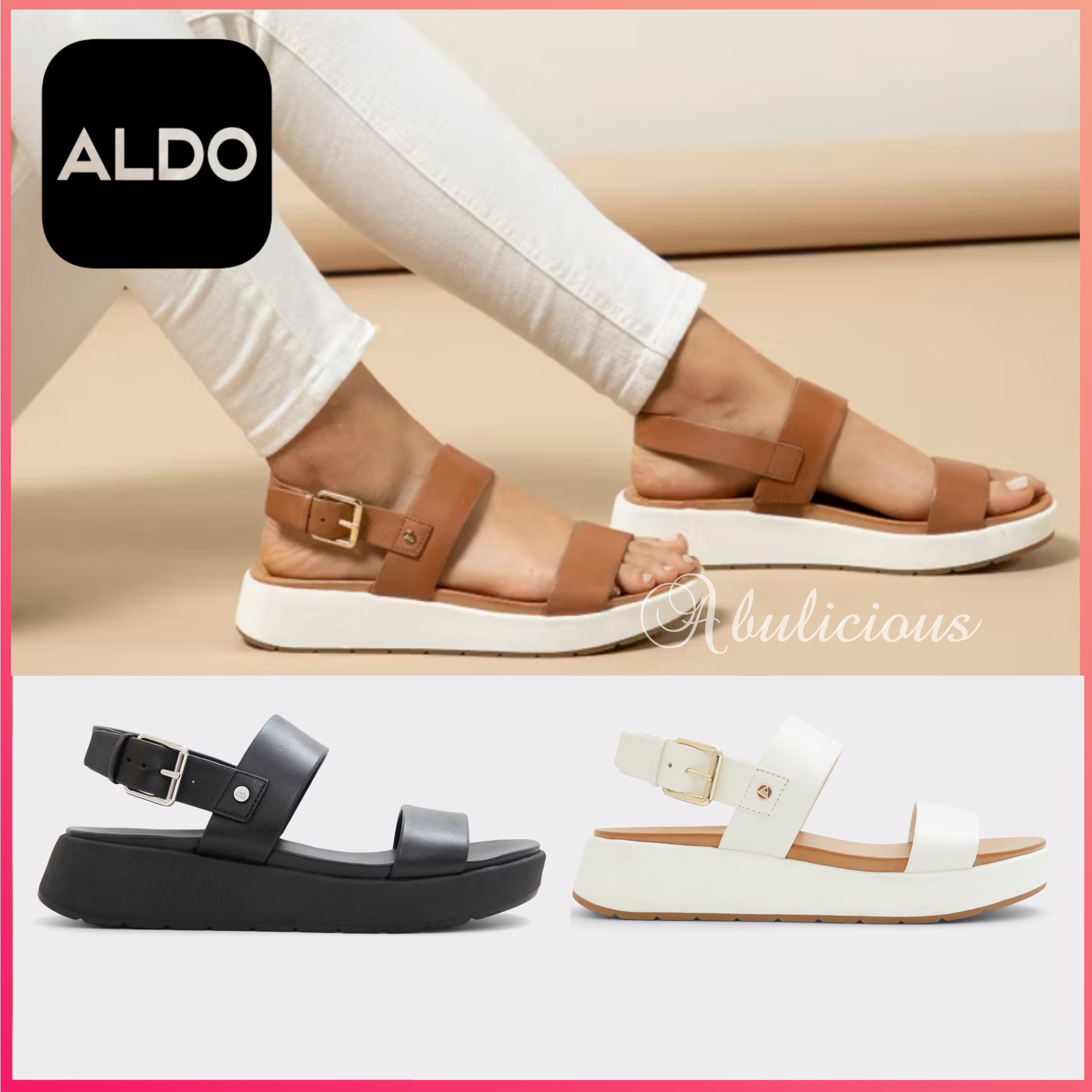 【ALDO】本革☆フラット サンダル バックル付 Silyia
