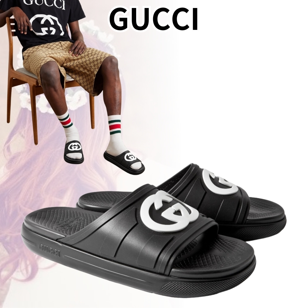 GUCCI*ハイクラス*新しいパシュート ロゴ エンボス スライド