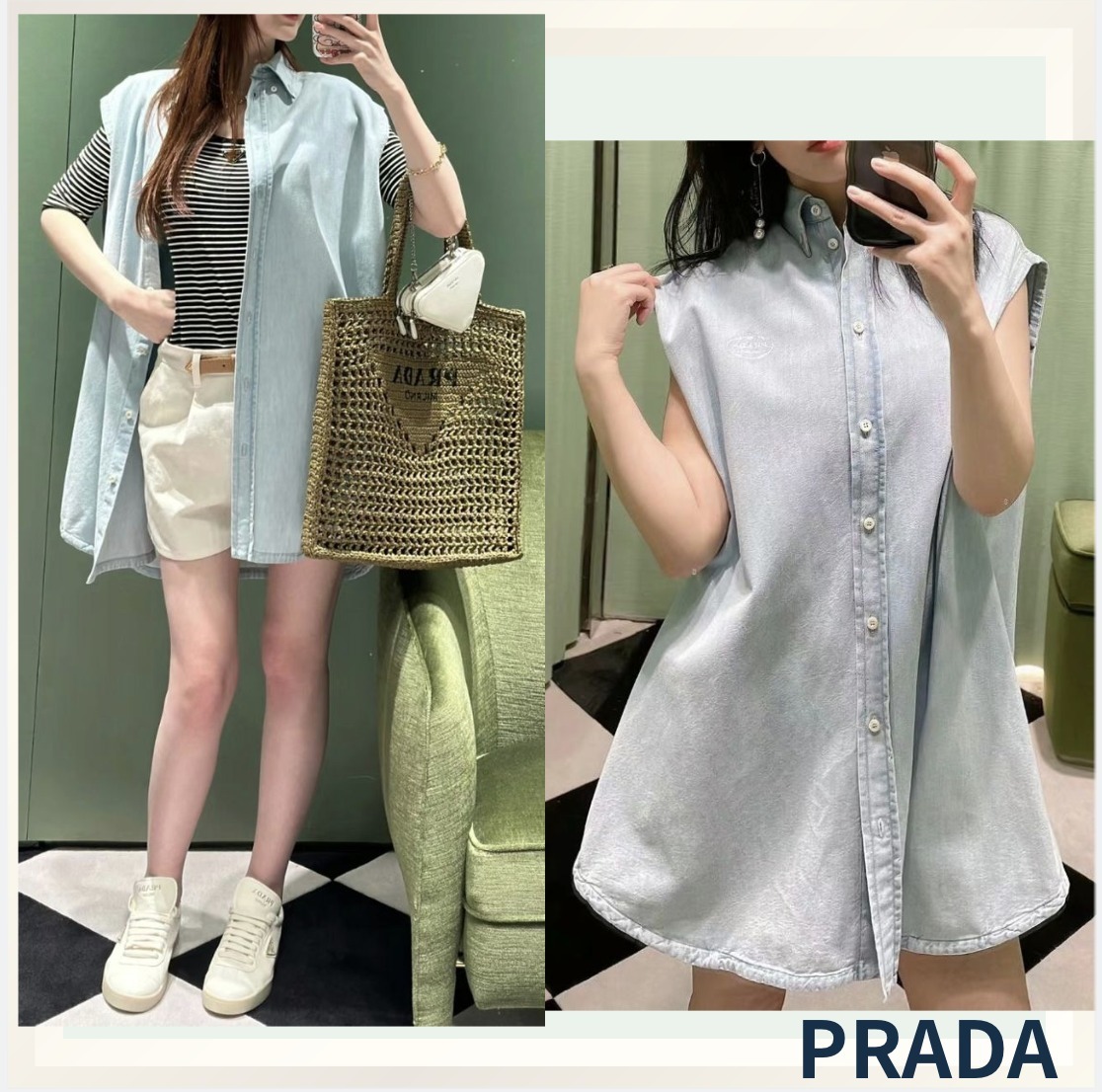 ３Wayで着回し☆PRADA☆クラシックロゴデニムシャツ