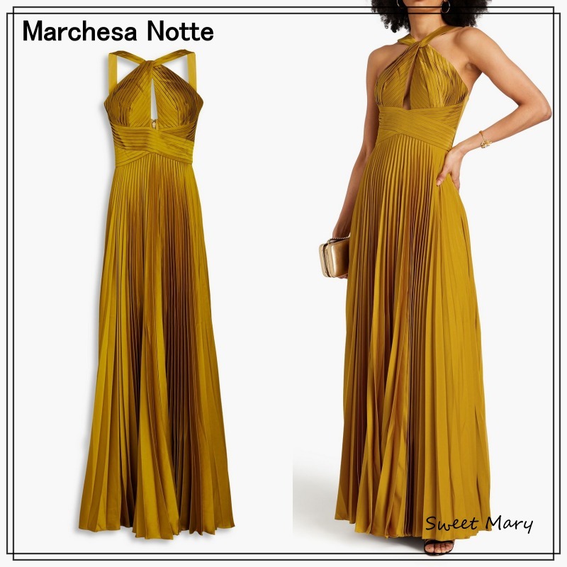 Marchesa Notte☆サティーン カットアウト ロングドレス♪送料込