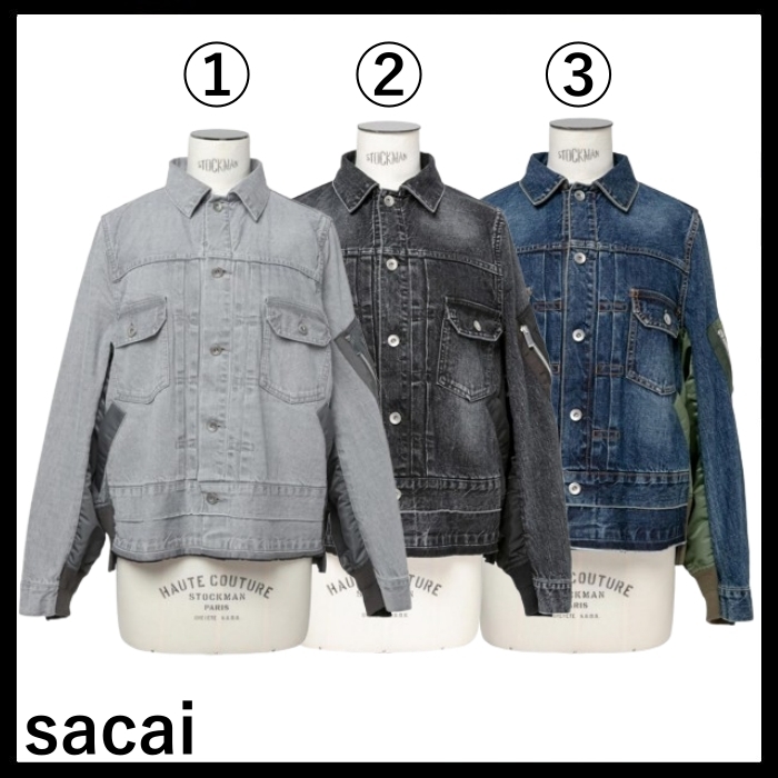 sacai 国内買付 Denim x Nylon Twill Jacket