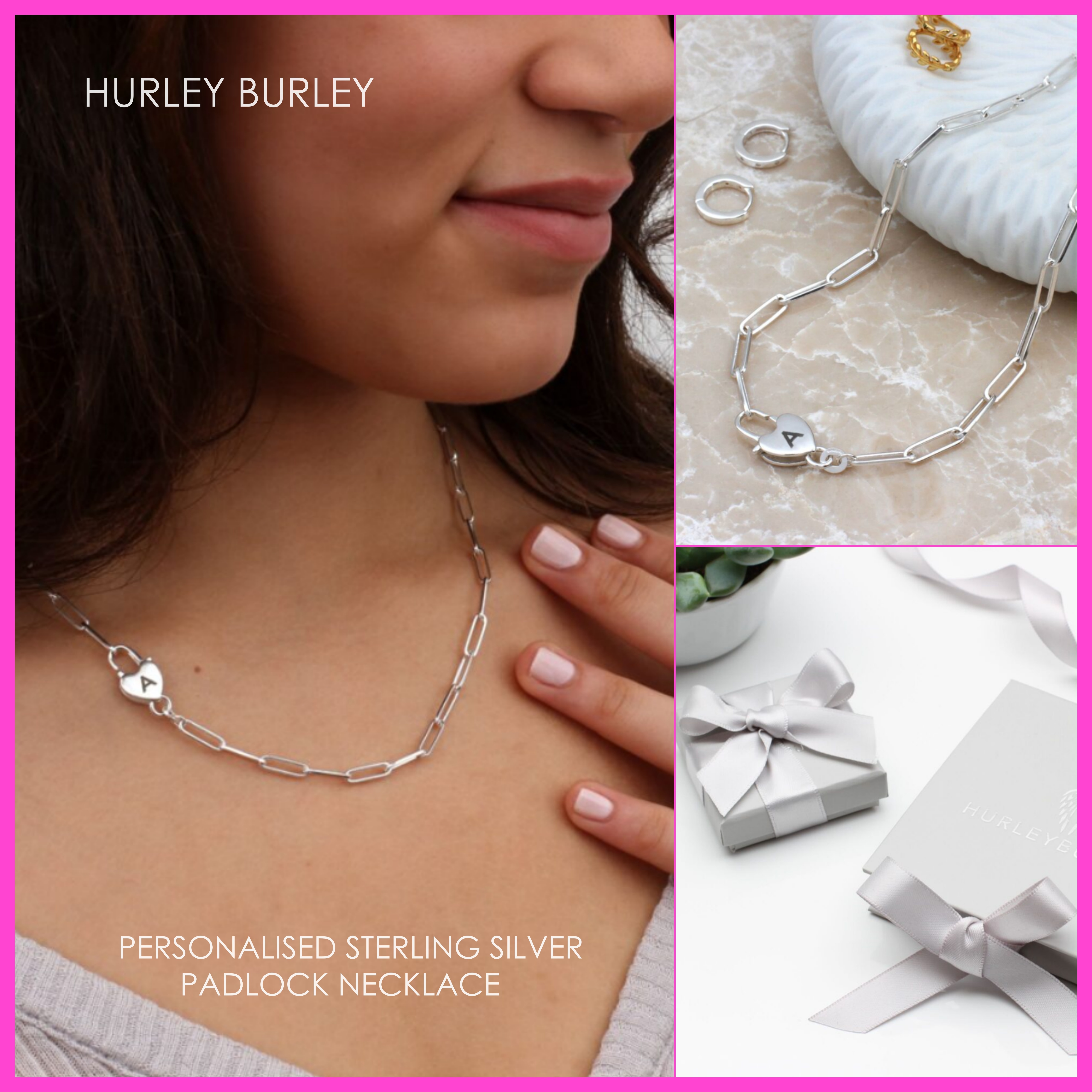 【HURLEY BURLEY】STERLING SILVER PADLOCK NECKLACE イニシャル
