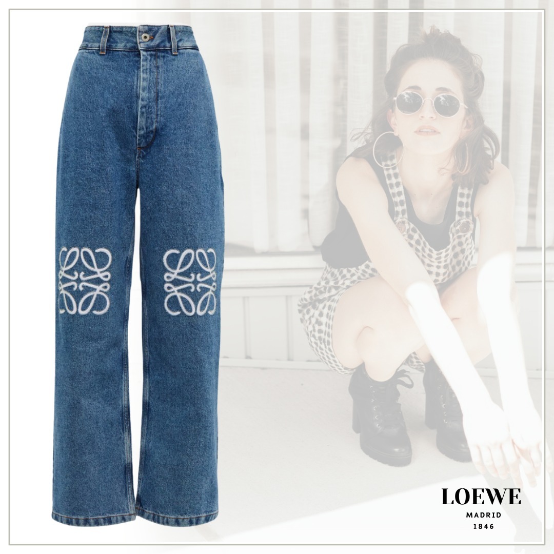大人気【LOEWE】アナグラム ハイライズ ワイドレッグ ジーンズ