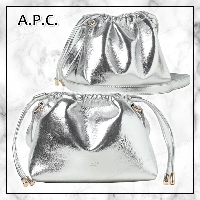 ◆A.P.C. NEW◆ レザー ショルダーバッグ / Silver ◆
