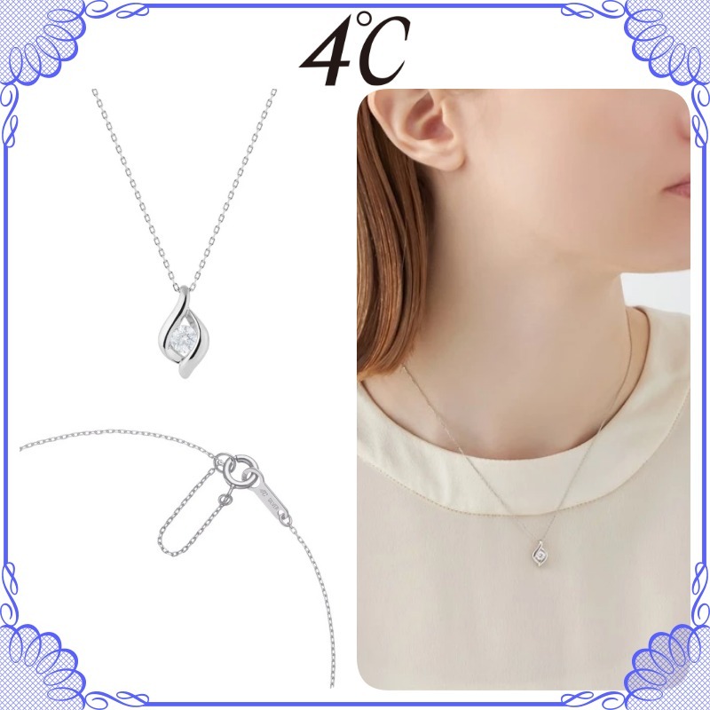 大人気!! 4℃ シルバー モアサナイト しずくモチーフ ネックレス
