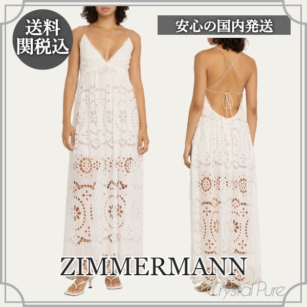 【ZIMMERMANN】花刺繍 コットン マキシワンピース【送料関税込】