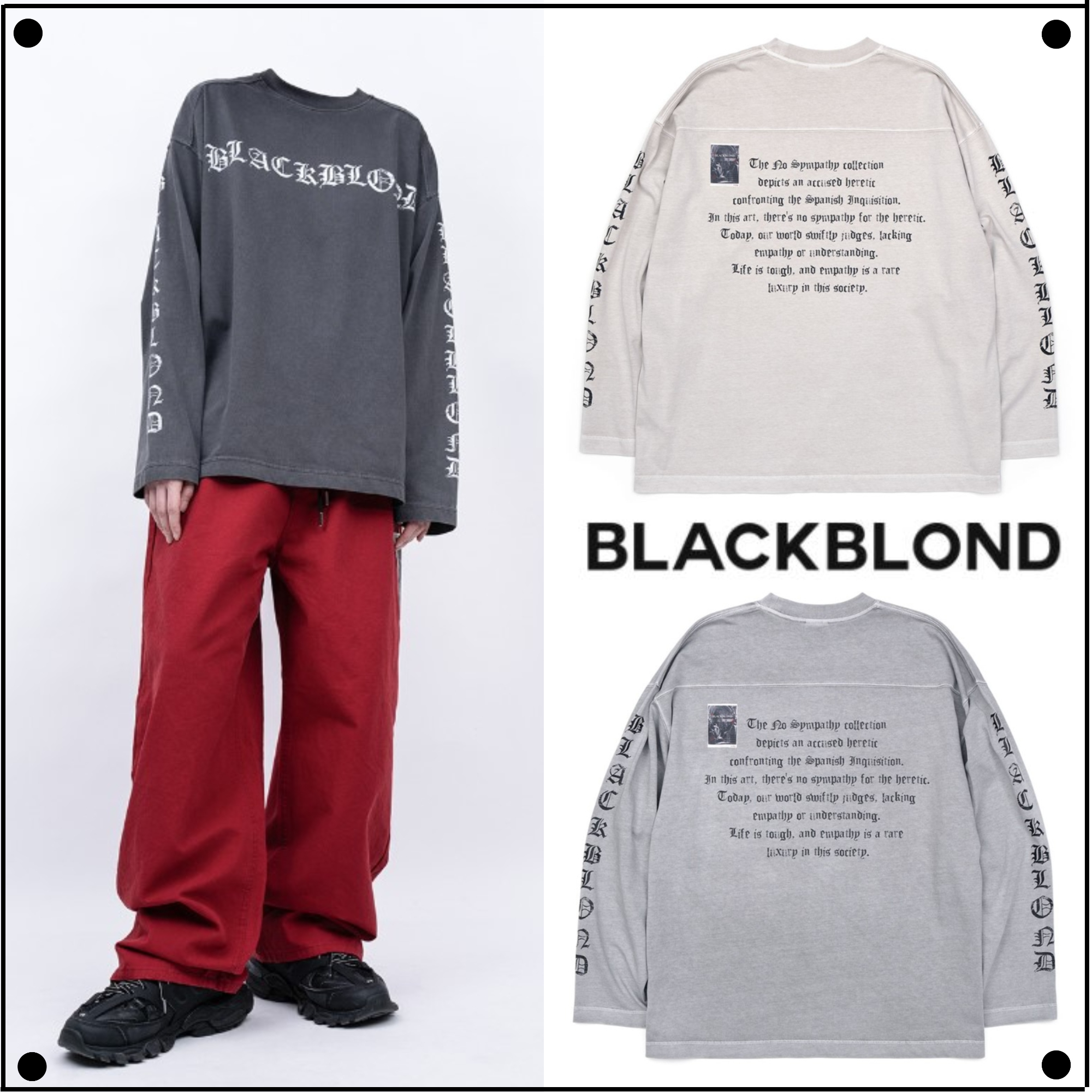 BLACKBLONDのBBD Crushed Faith Pigment Long T-Shirt 全3色