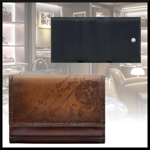 【BERLUTI】アカジュー スクリットレザー 折りたたみウォレット