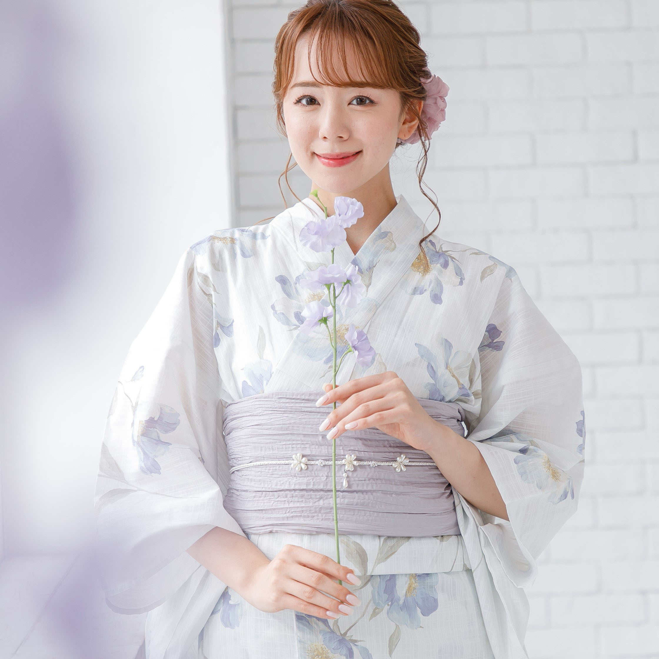 国内発送/大人浴衣セット4点/帯/花柄/水色白黄色ピンク/かわいい 国内発送/大人浴衣セット4点/帯/花柄/水色白黄色ピンク/かわいい