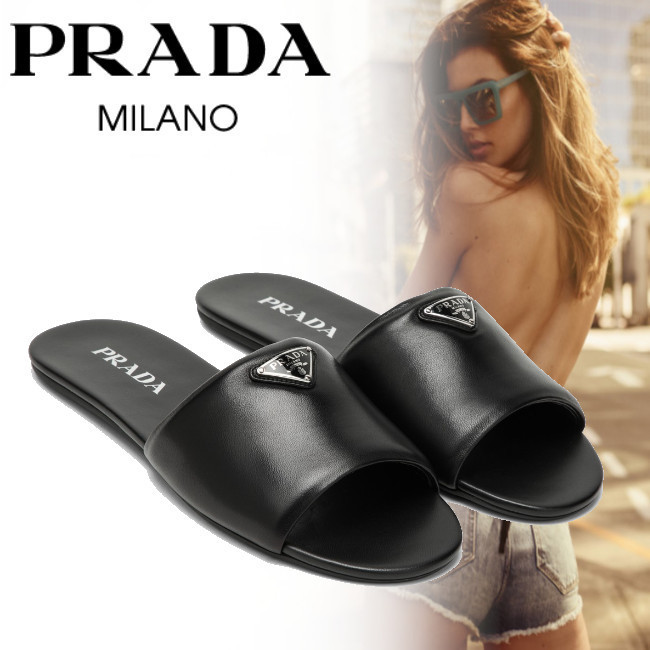 正規店買付【PRADA】ロゴ サンダル