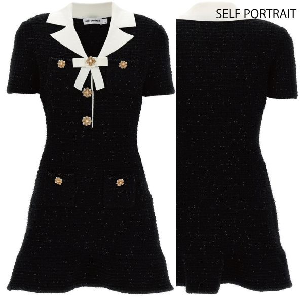 【SELF PORTRAIT】KNIT BOW MINI DRESS ニット ボウ ミニ ドレス