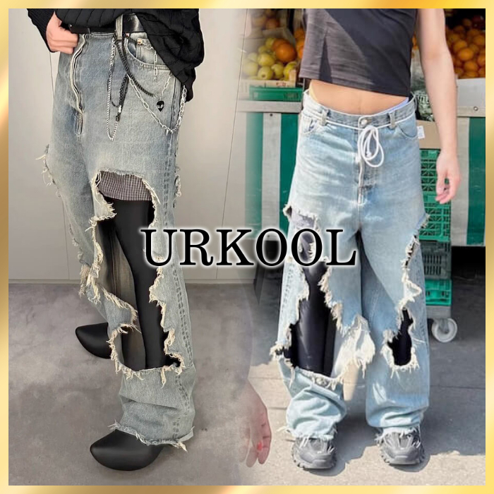 国内発送/関税込☆URKOOL☆ヘビー ダメージ デニム パンツ☆